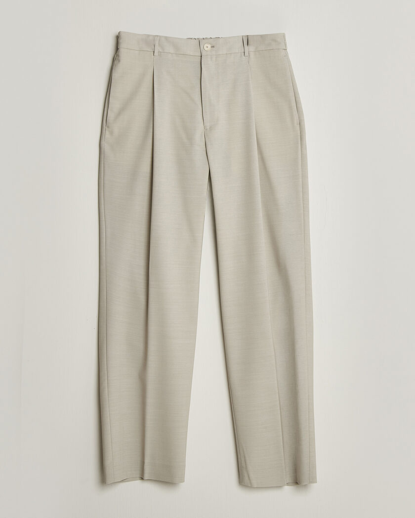 BOSS BLACK Pat Pleated Wool Trousers Light Beige – Beige