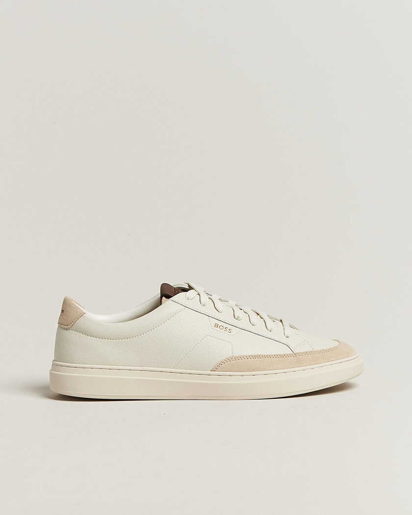BOSS BLACK Kieran Leather/Suede Sneaker Open White – Vit