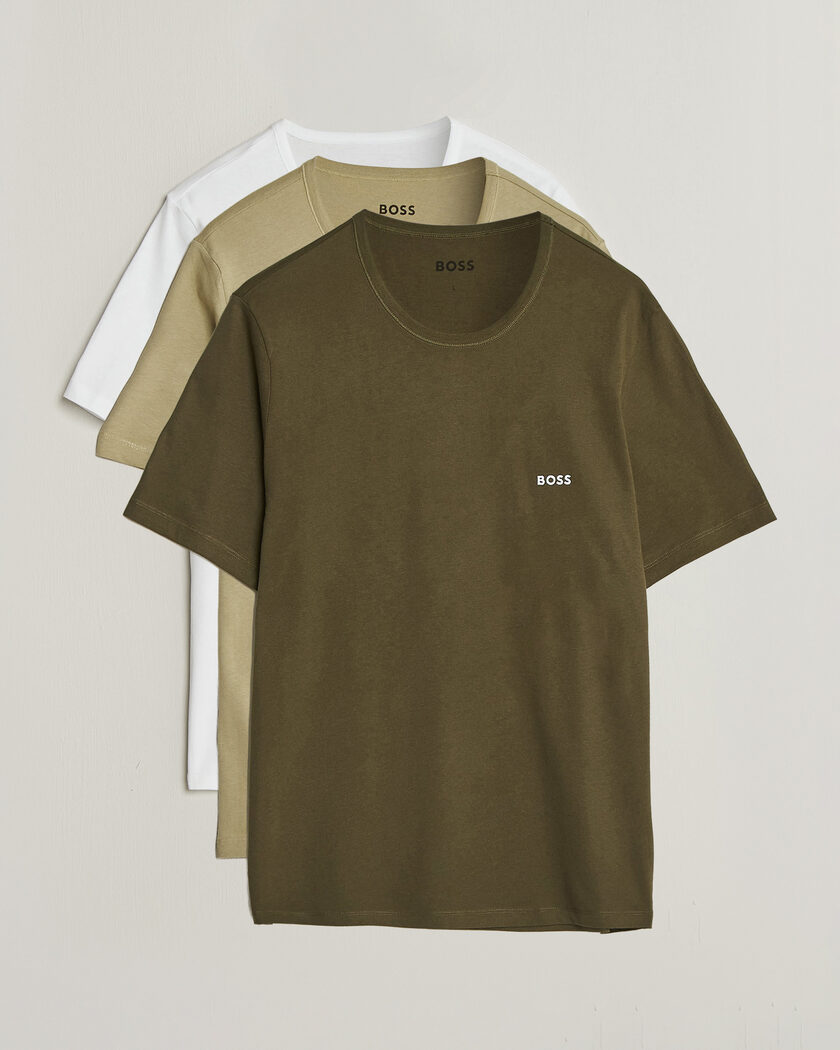 BOSS BLACK 3-Pack Crew Neck T-Shirt Green/Beige/White – Flerfärgad