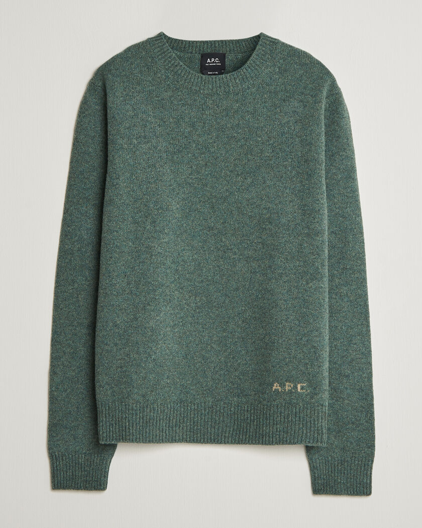 A.P.C. Edmond Wool Knitted Sweater Green Melange – Grön