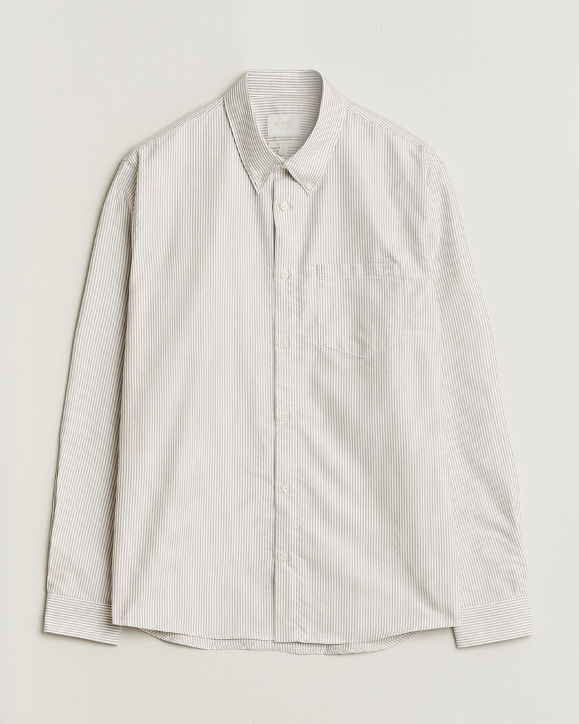 A.P.C. Greg Striped Oxford Shirt Beige/White – Flerfärgad