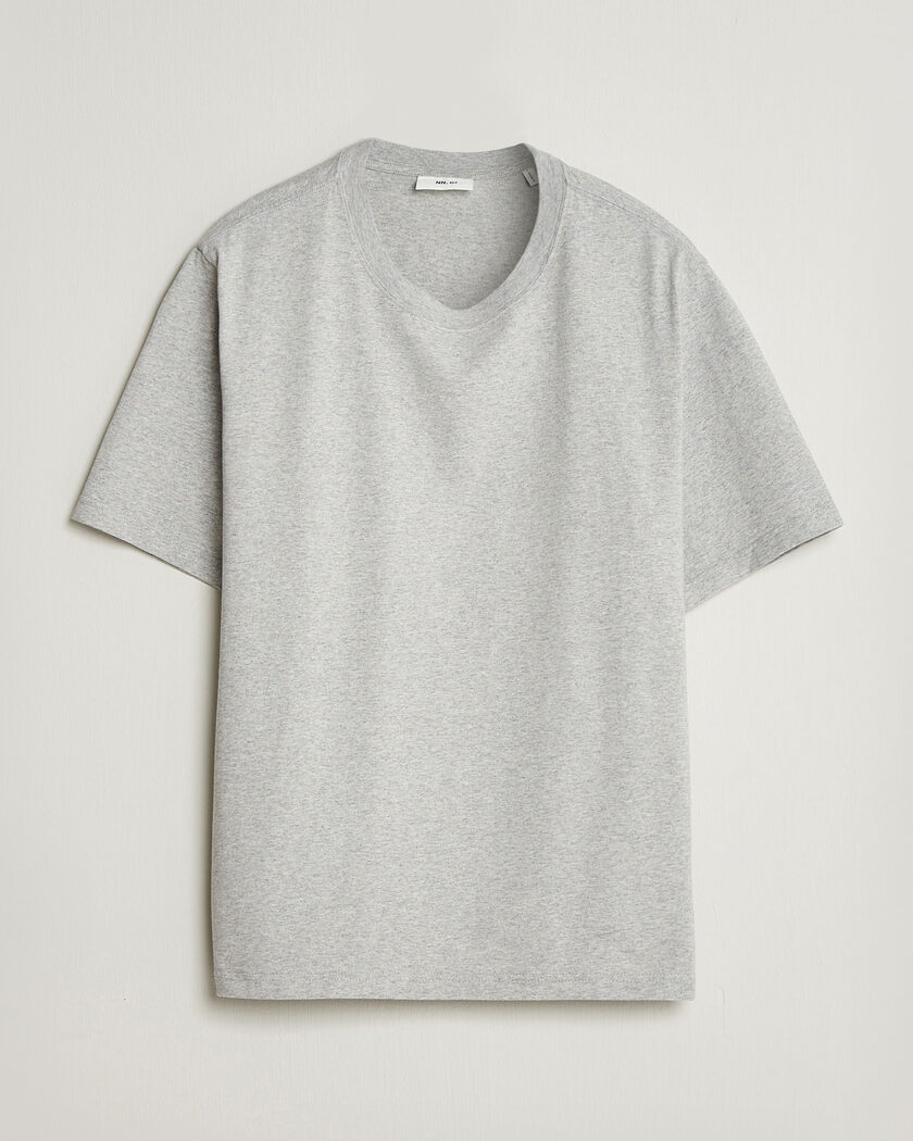  NN07 Jett Printed HQ T-Shirt Grey Melange – Grå