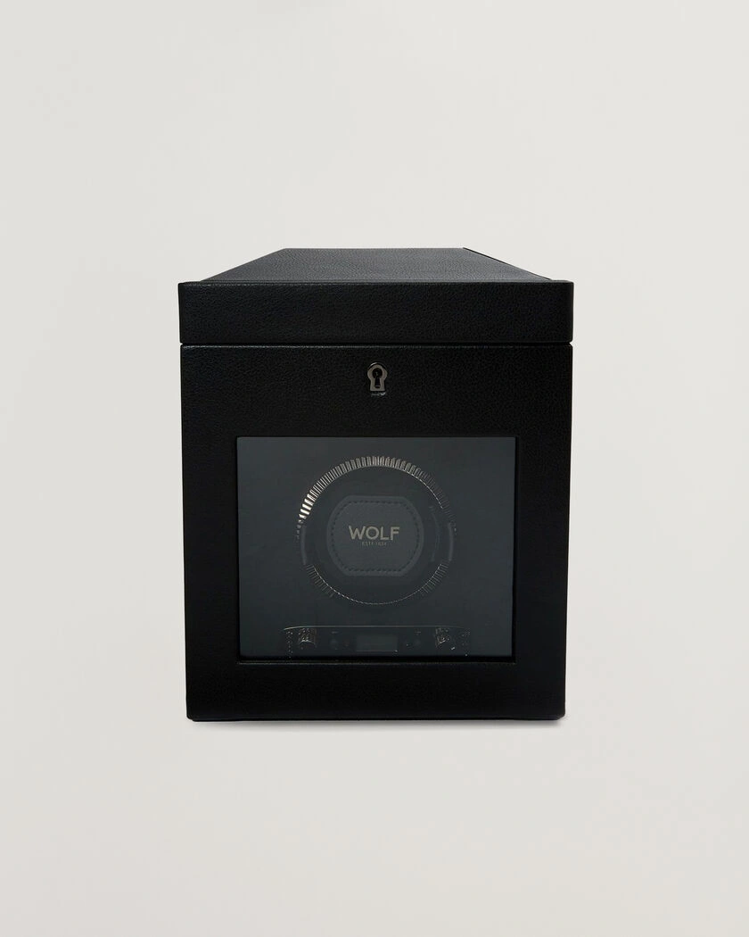  WOLF British Racing Single Watch Winder With Storage Black – Svart