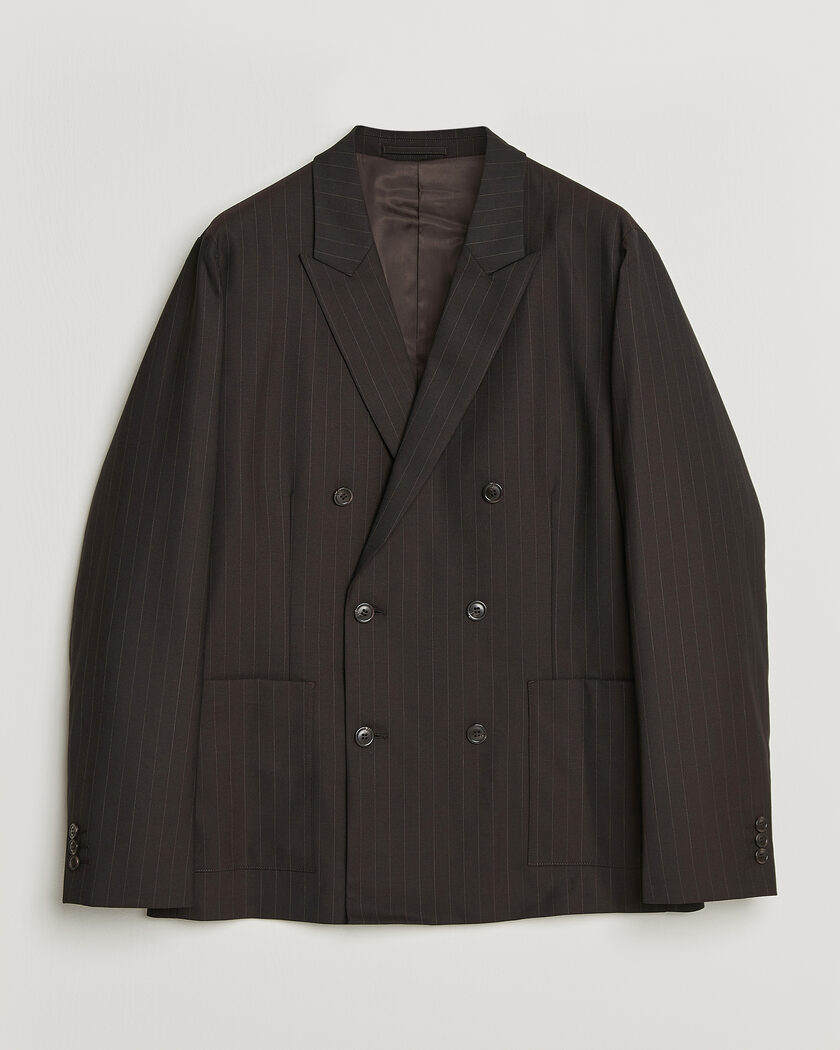 NN07 Jordin Pinstriped Double Breasted Blazer Dark Brown – Brun