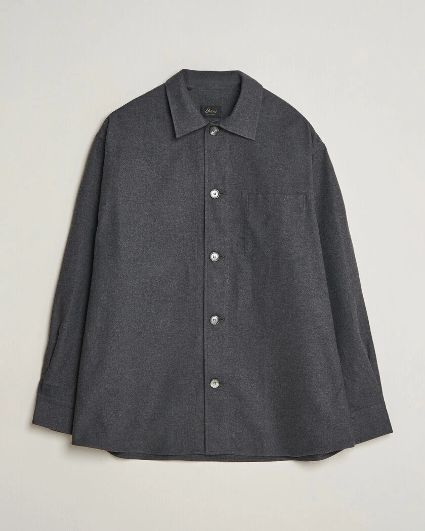 Brioni Cotton/Cashmere Overshirt Grey Melange – Grå