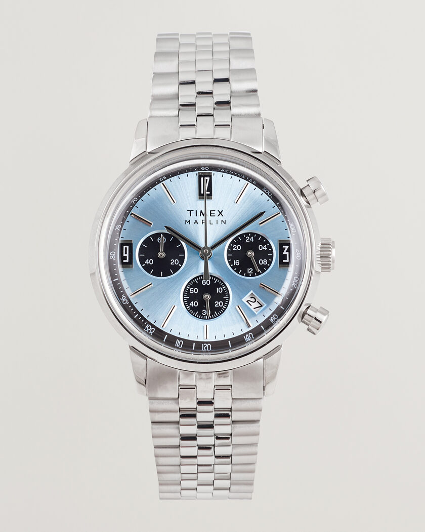Timex Marlin Quartz Chronograph Steel 40mm Ice Blue Dial – Blå