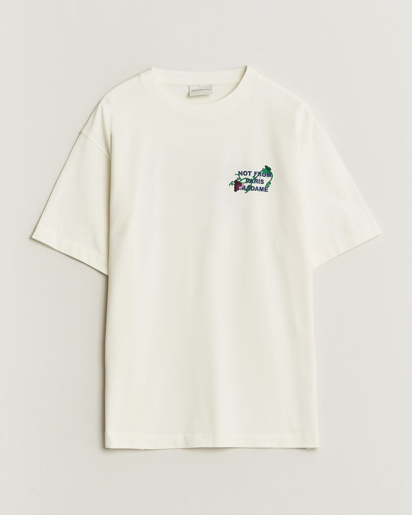 Drôle de Monsieur Vine Embroidered Slogan T-Shirt Off White – Vit