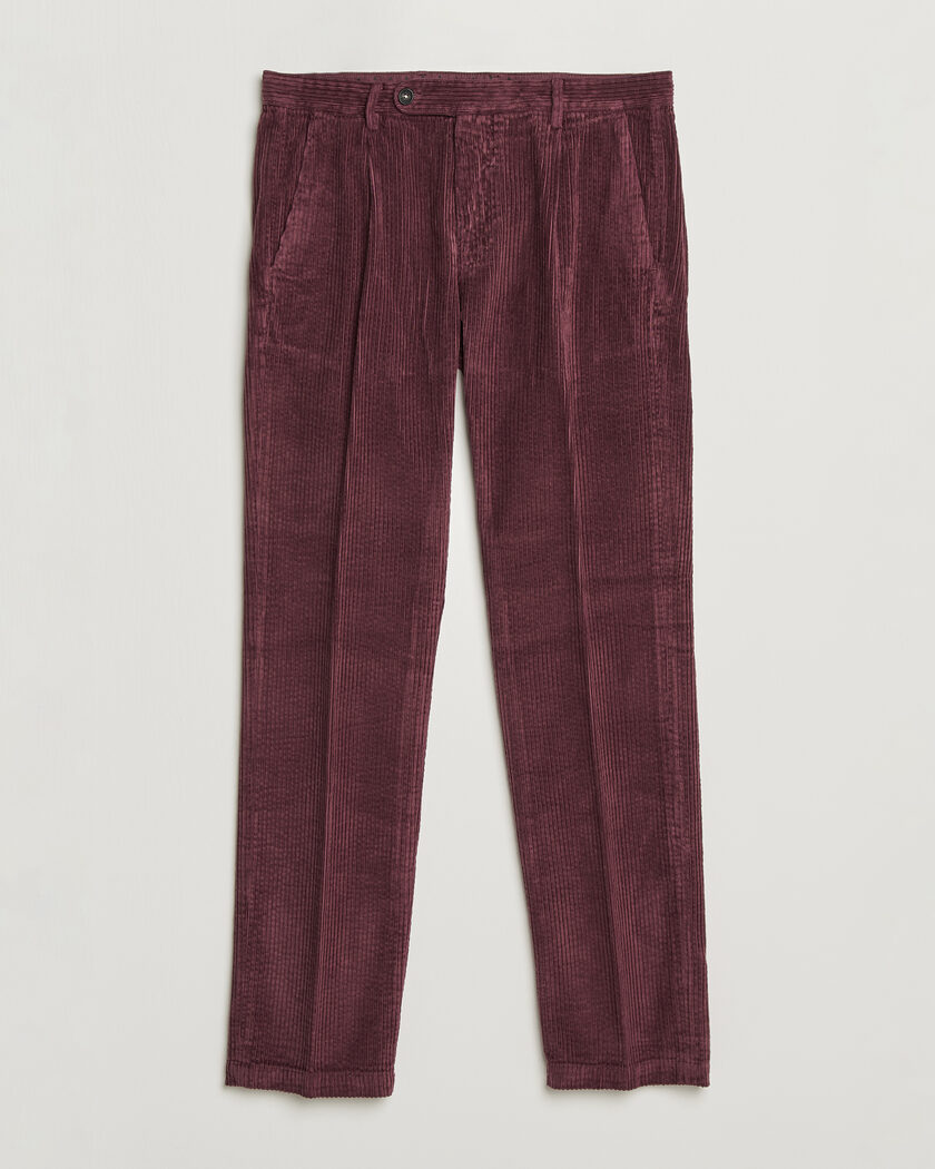 Massimo Alba Ionio Pleated Corduroy Pants Rose Brown – Röd