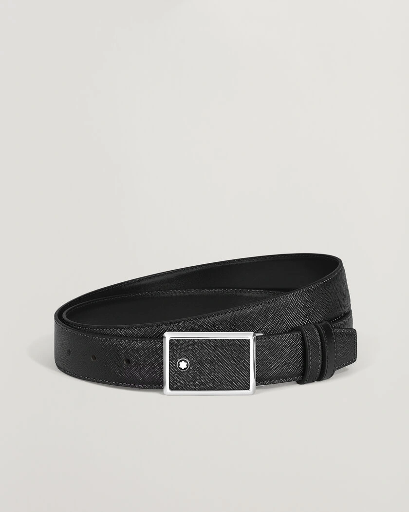 Montblanc Buckle 30mm Leather Belt Black – Svart