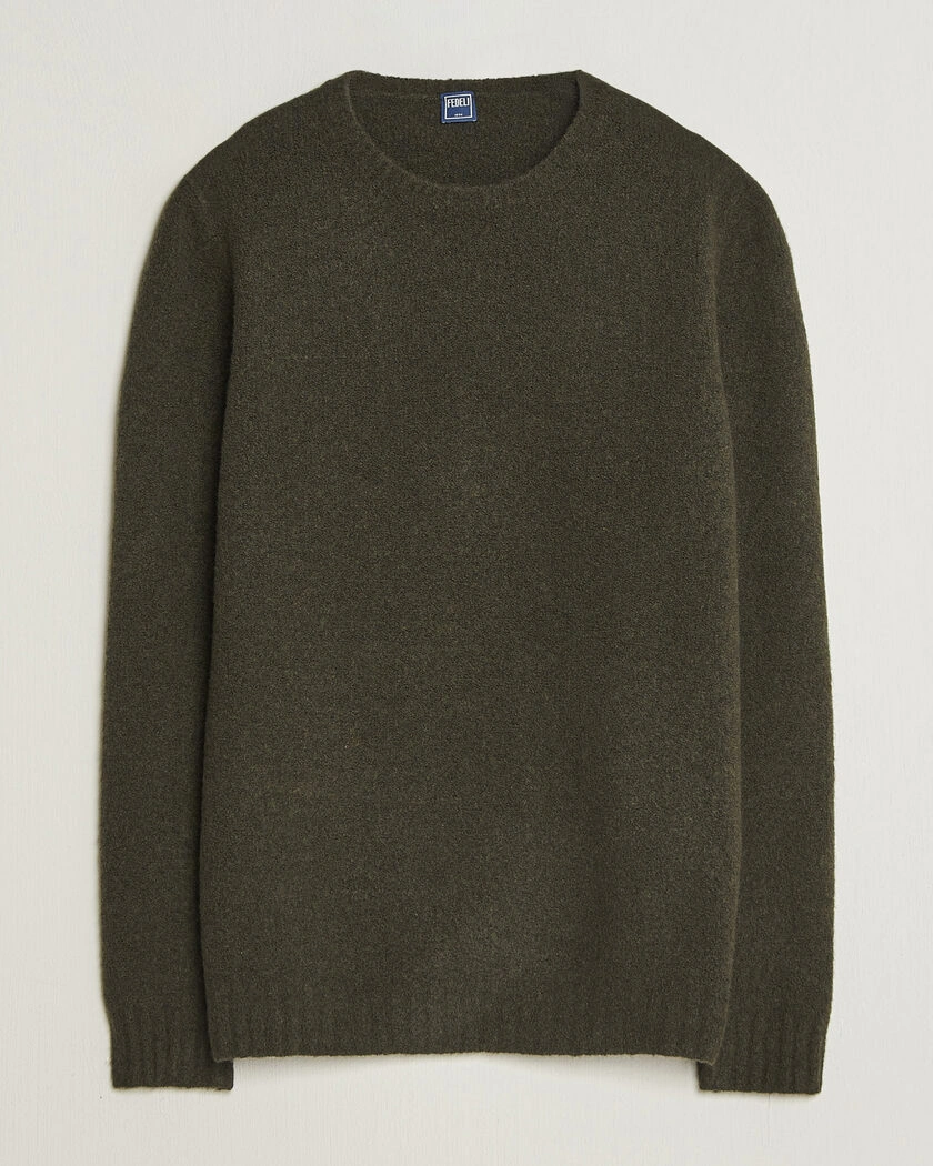 Fedeli Cashmere Blend Boucle Sweater Forest Green – Grön