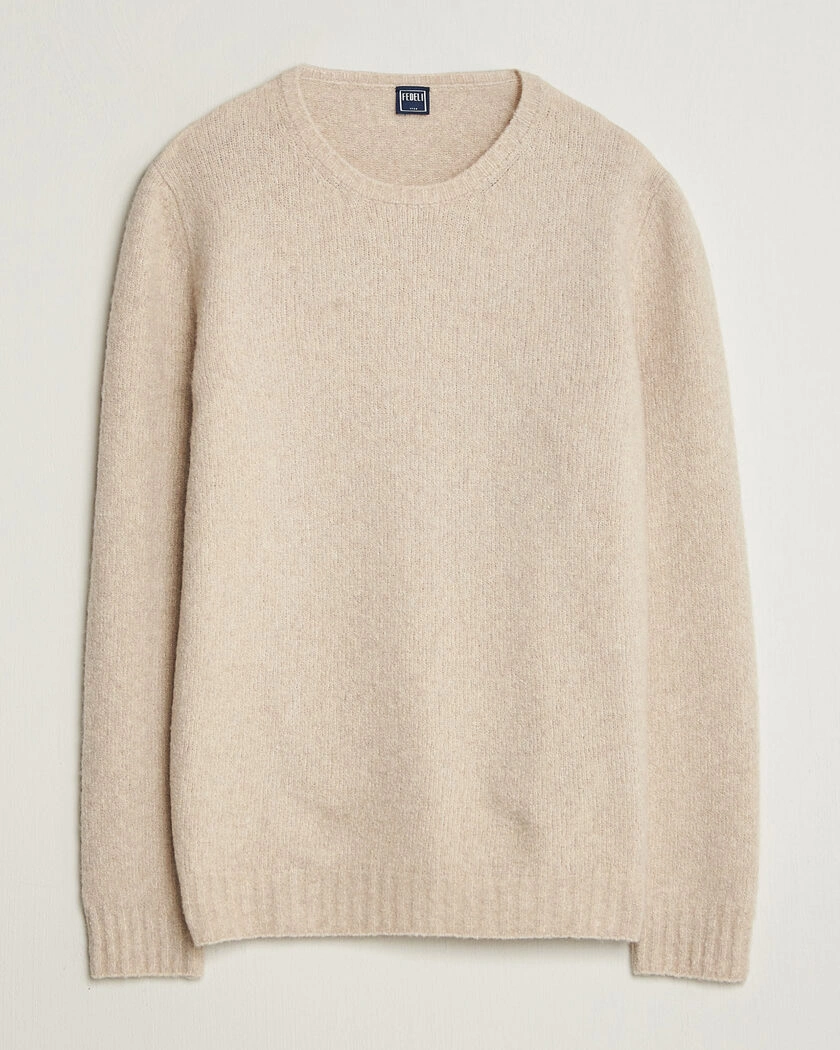 Fedeli Cashmere Blend Boucle Sweater Light Grey – Grå