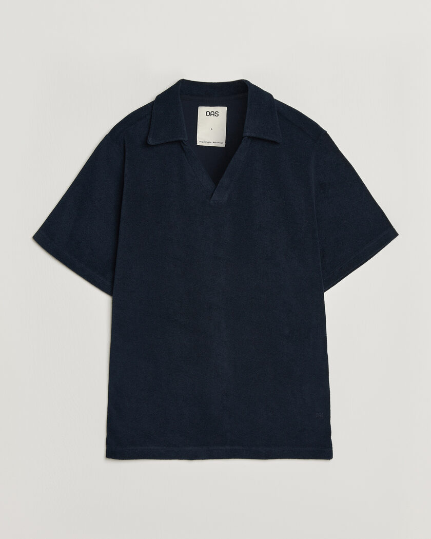 OAS Serif Regular Fit Terry Open Collar Polo Dark Blue – Blå