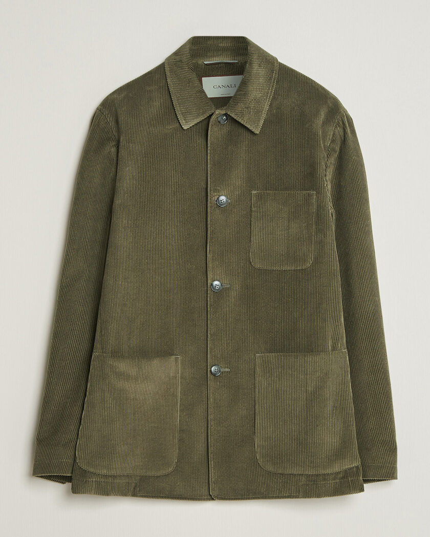 Canali Corduroy Chore Jacket Olive – Grön