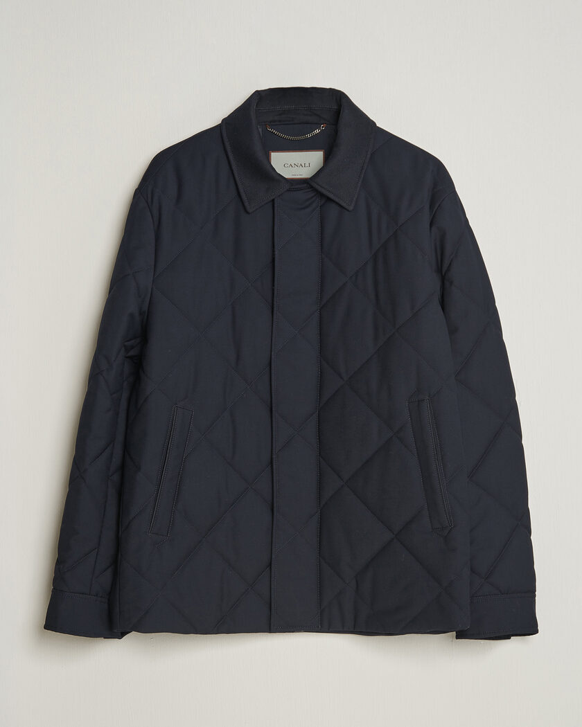 Canali Quilted Country Coat Navy – Blå