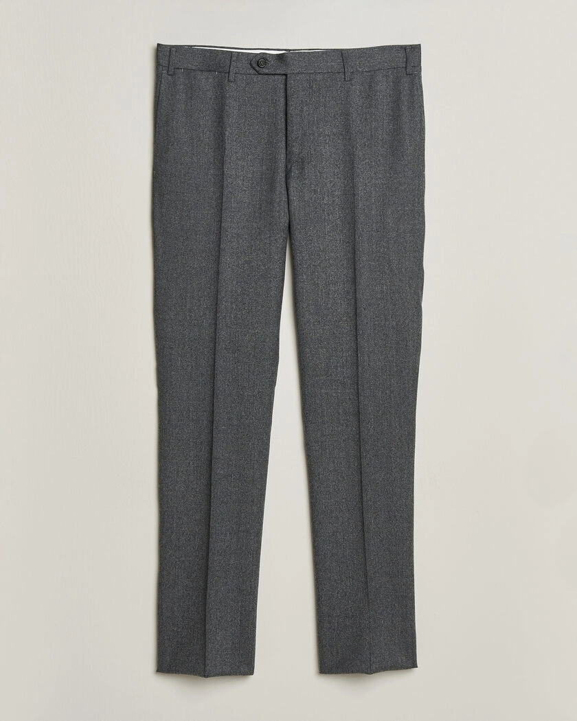 Canali Slim Fit Flannel Trousers Grey Melange – Grå