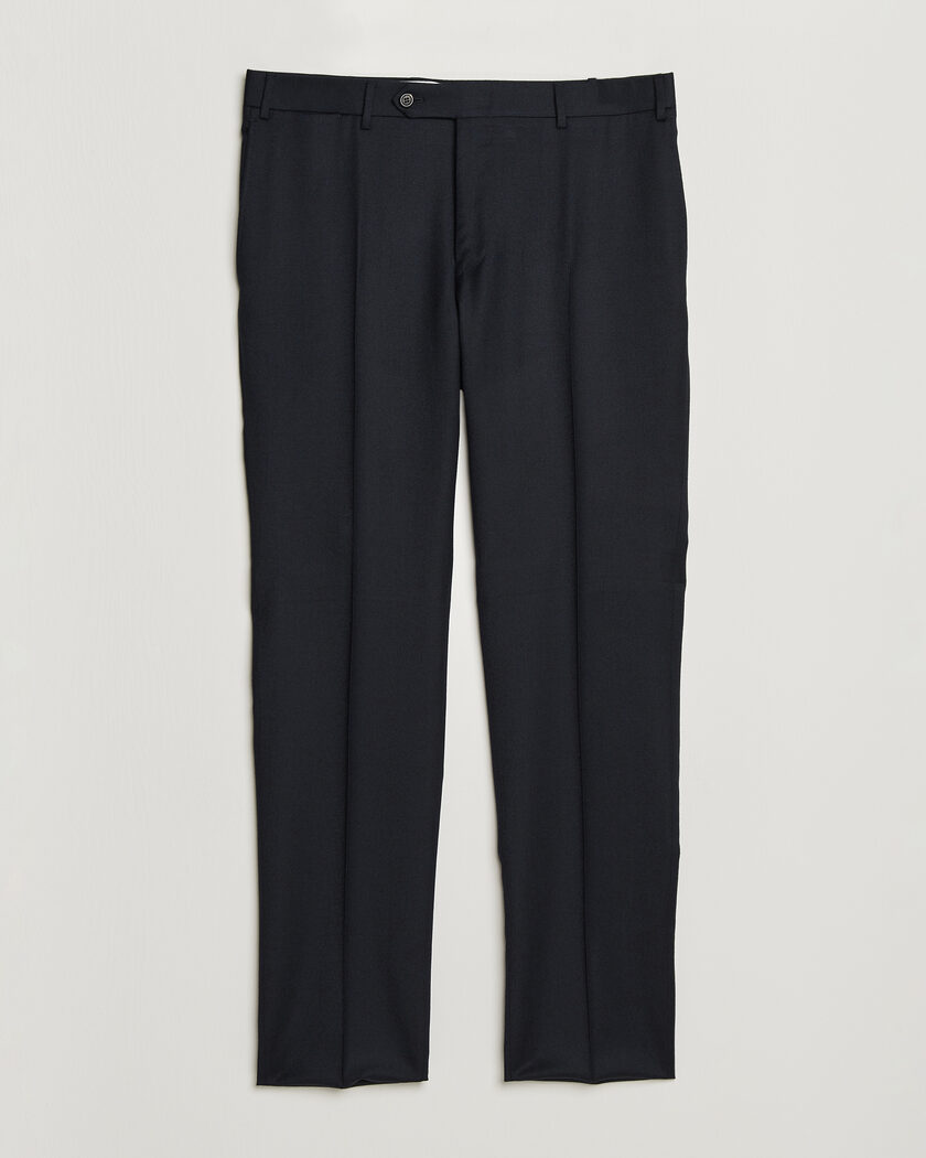 Canali Slim Fit Flannel Trousers Navy – Blå