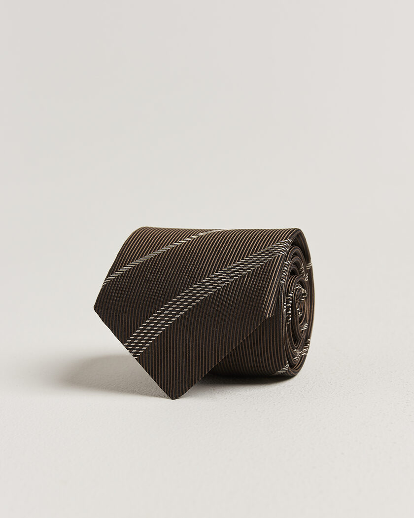 Canali Regimental Stripe Silk Tie Brown – Brun
