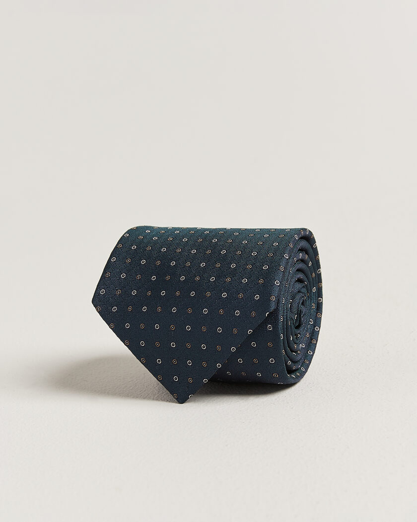 Canali Jacquard Silk Tie Dark Green – Grön