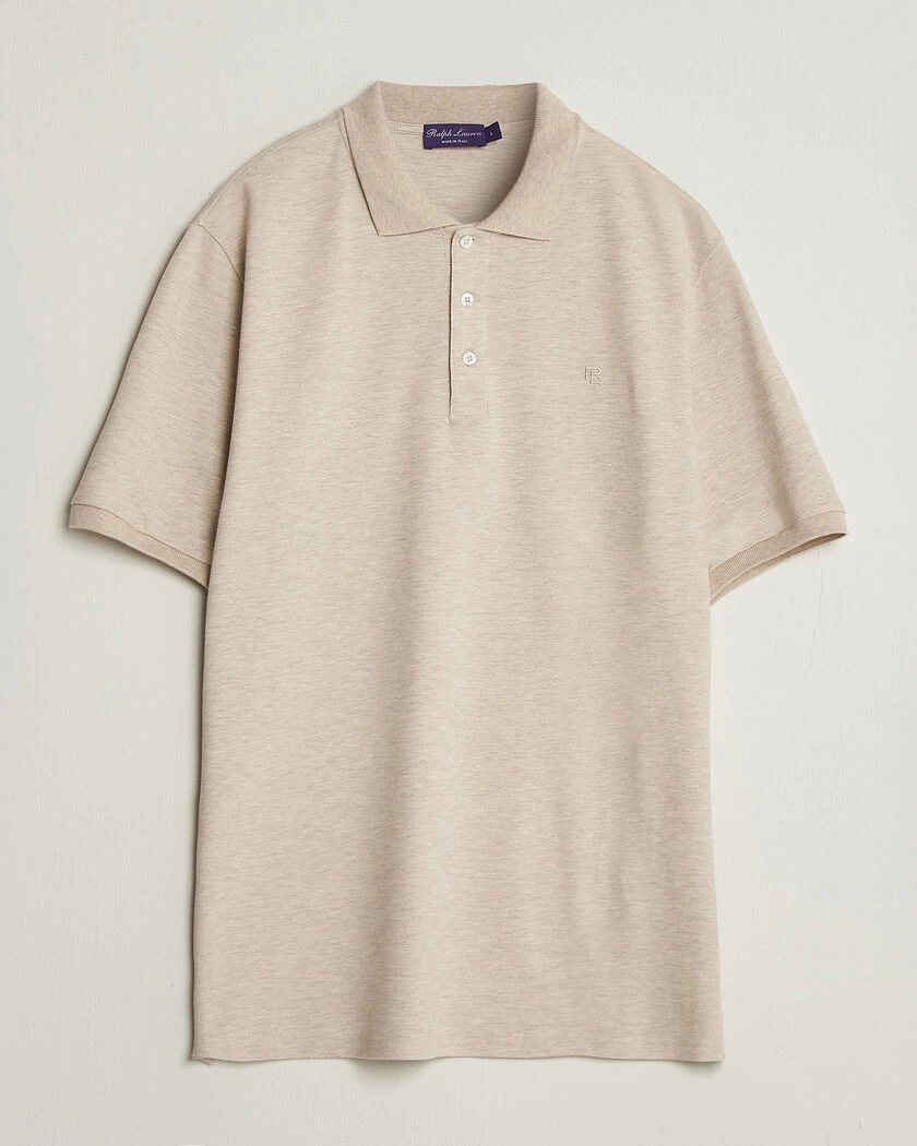 Ralph Lauren Purple Label Short Sleeve Mercerized Cotton Polo Beige Melange – Beige