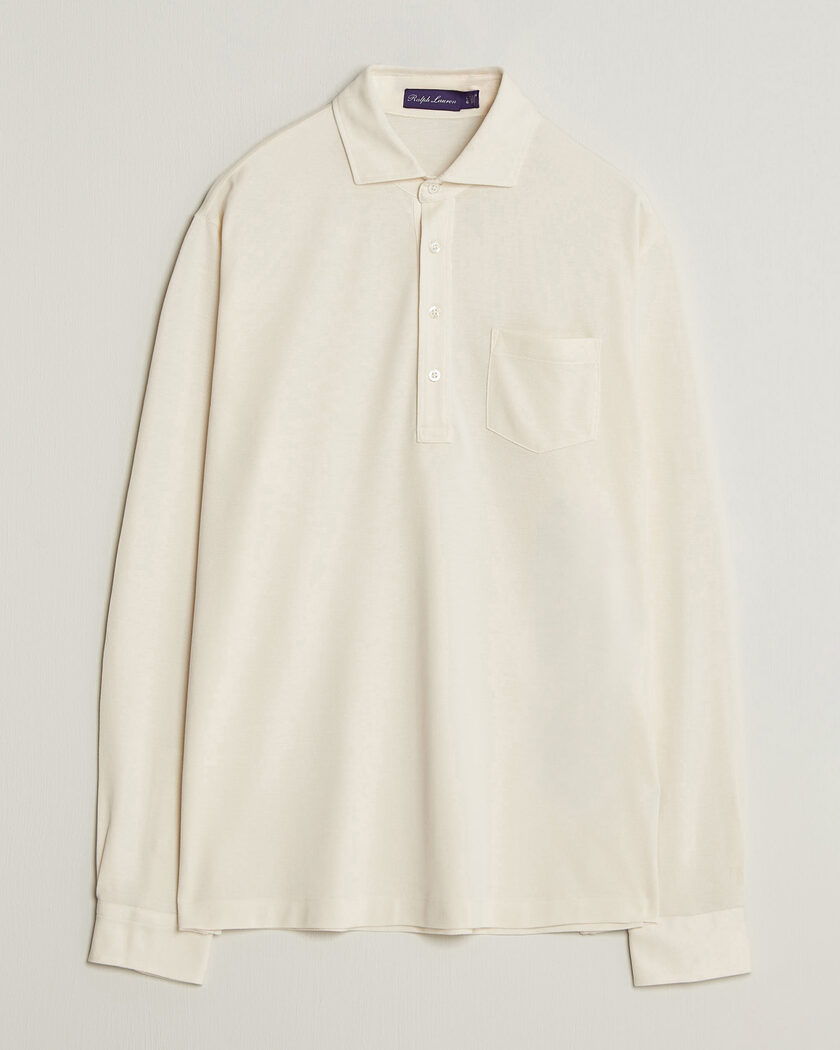 Ralph Lauren Purple Label Long Sleeve Washed Polo Classic Cream – Vit