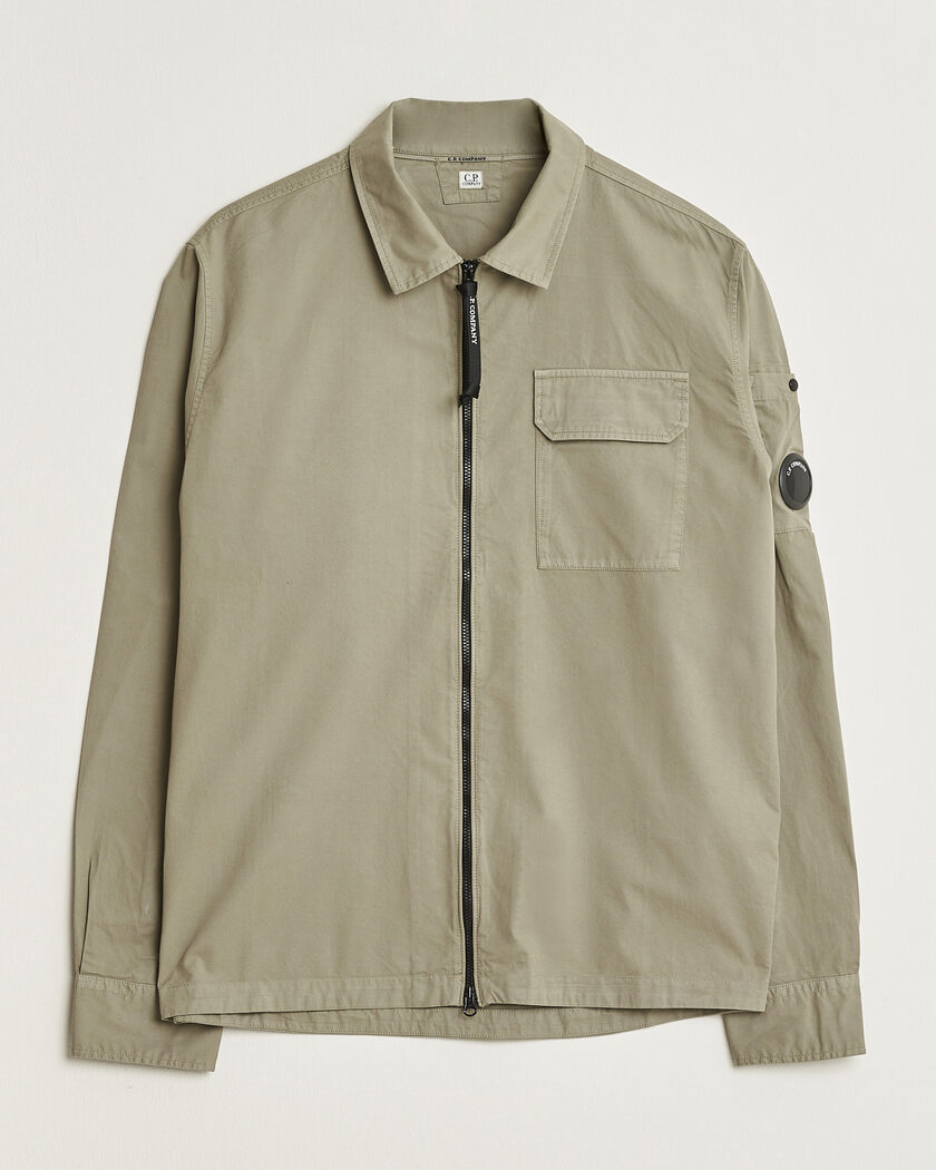 C.P. Company Organic Cotton Gabardine Zip Overshirt Grey – Grå