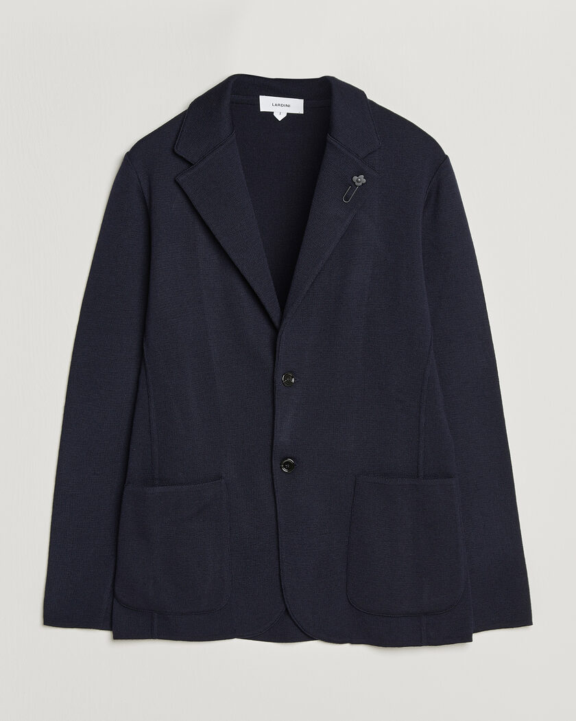Lardini Knitted Wool Blazer Navy – Blå