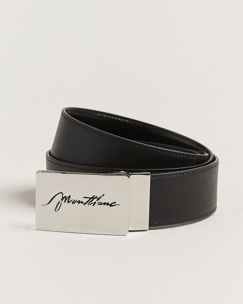 Montblanc 35mm Reversible Sartorial/Calf Logo Belt Black – Svart