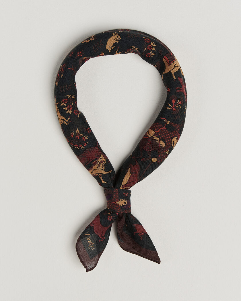 Drake's Moghul Wool/Silk Bandana Green – Grön