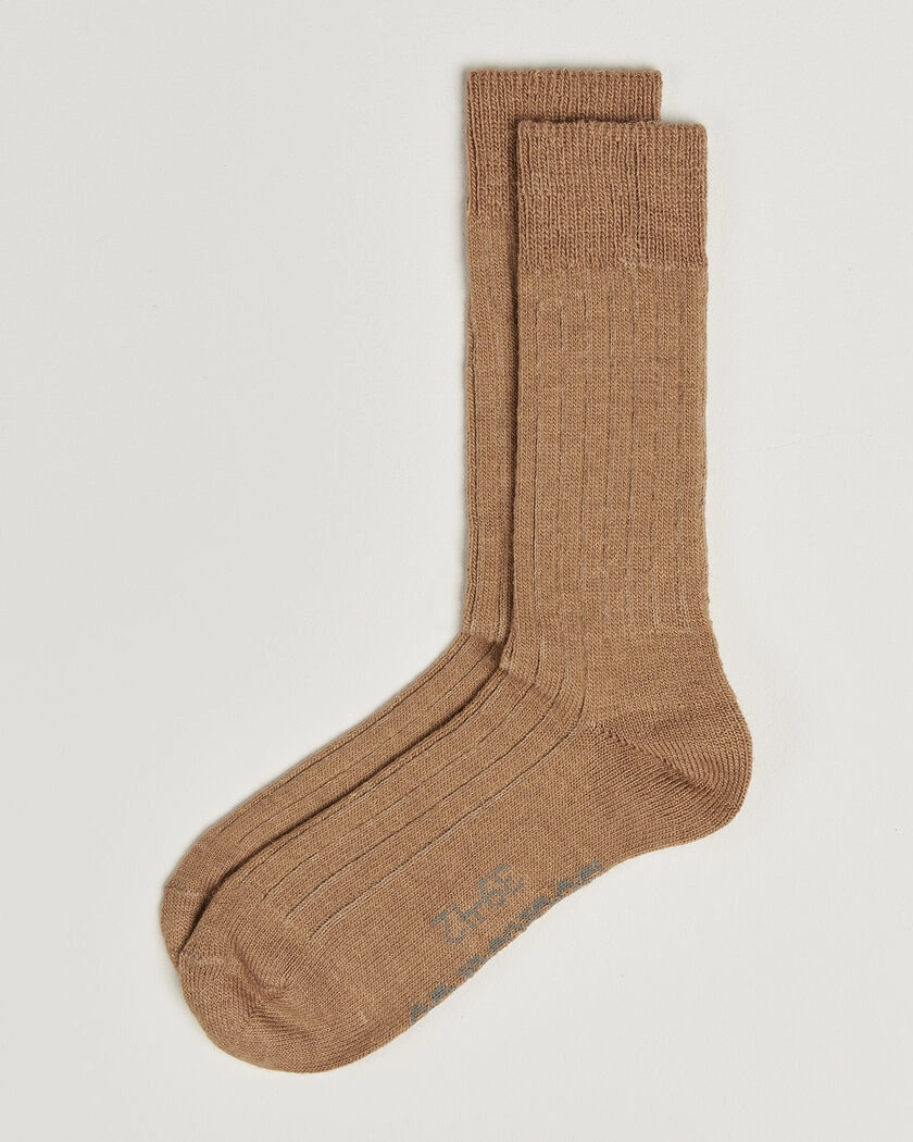 Alpacasocks & Co 2-Pack Ribbed Alpacka Wool Socks Light Brown – Brun