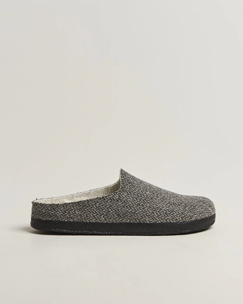 BIRKENSTOCK Amsterdam Wrapped Dip Shearling Dark Grey Herringbone – Grå