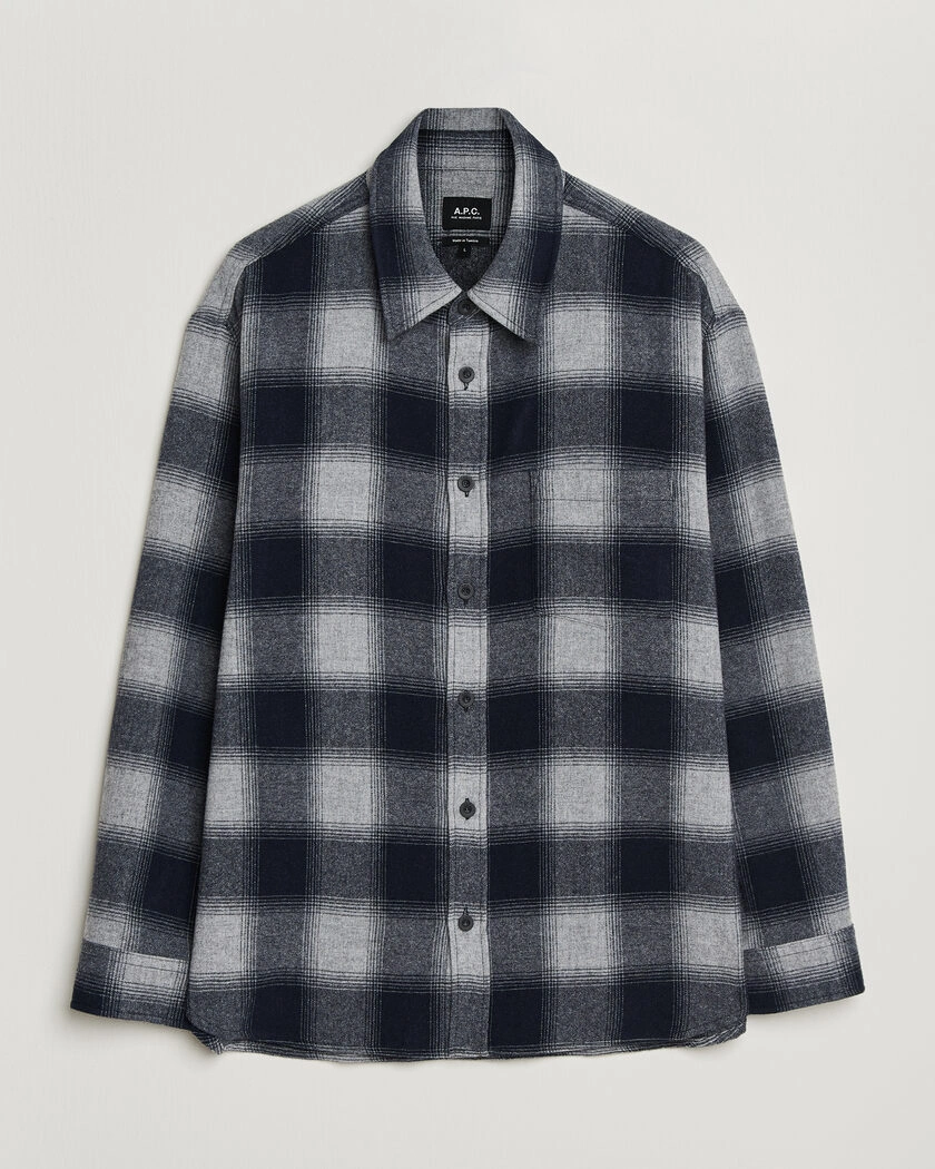 A.P.C. Malaury Checked Overshirt Light Grey – Grå