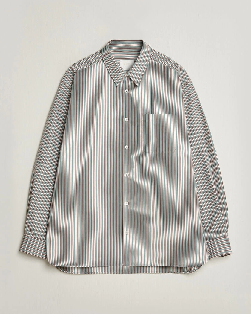 A.P.C. Malo Cotton Striped Shirt Almond Green – Flerfärgad