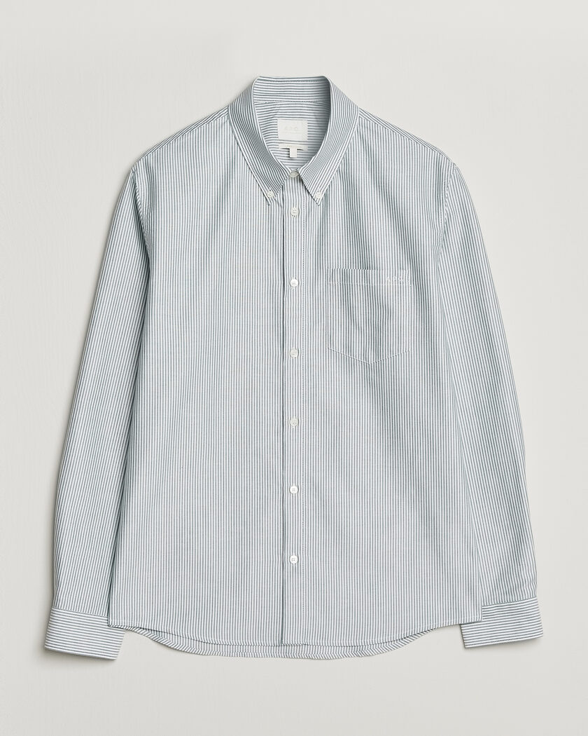 A.P.C. Greg Striped Oxford Shirt Green/White – Flerfärgad