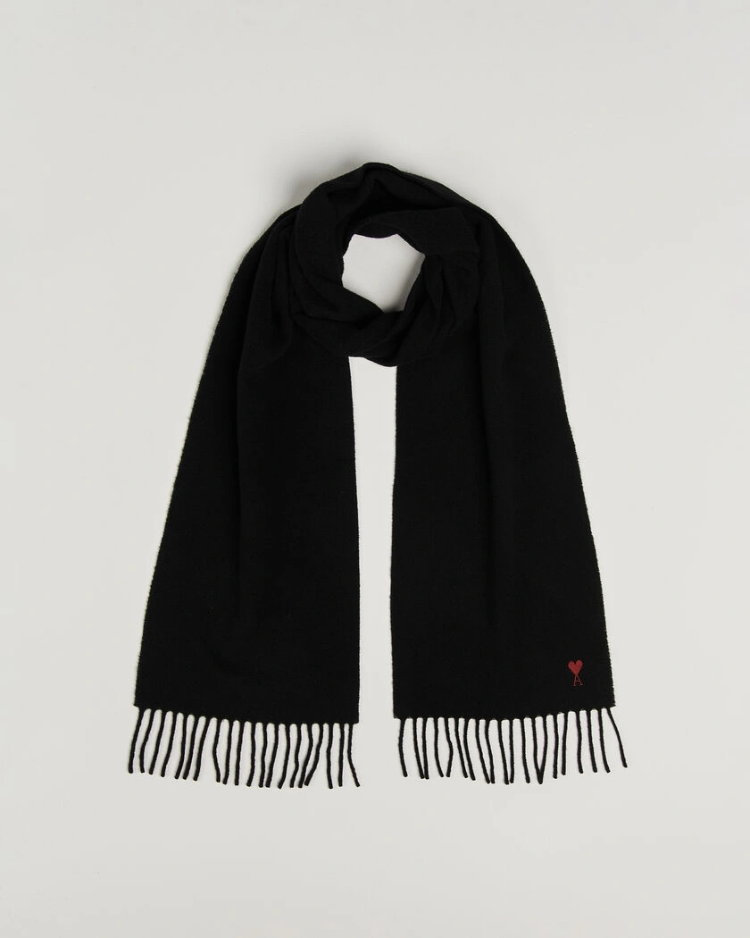 AMI Heart Logo Scarf Black – Svart