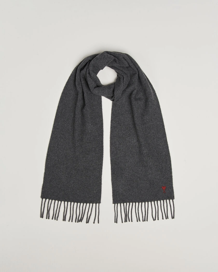 AMI Heart Logo Scarf Grey Melange – Grå