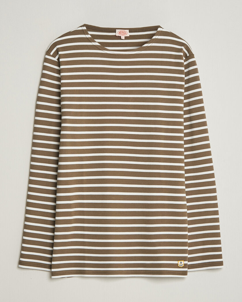 Armor-lux Houat Héritage Stripe Long Sleeve T-Shirt Olive/Milk – Flerfärgad