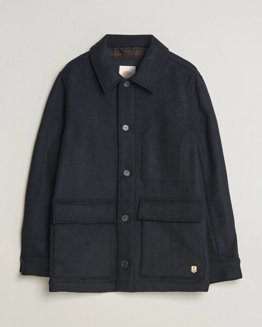 Armor-lux Wool Shirt Jacket Rich Navy – Blå