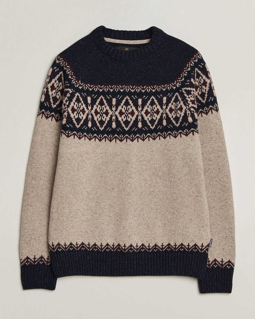 Barbour Lifestyle Tisbury Fairisle Crew Navy – Blå