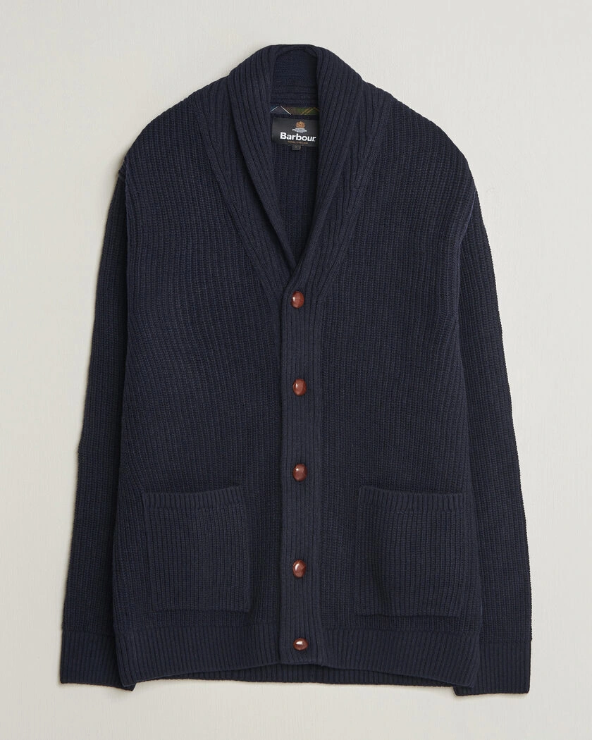 Barbour Lifestyle Hartland Knitted Shawl Cardigan Navy – Blå