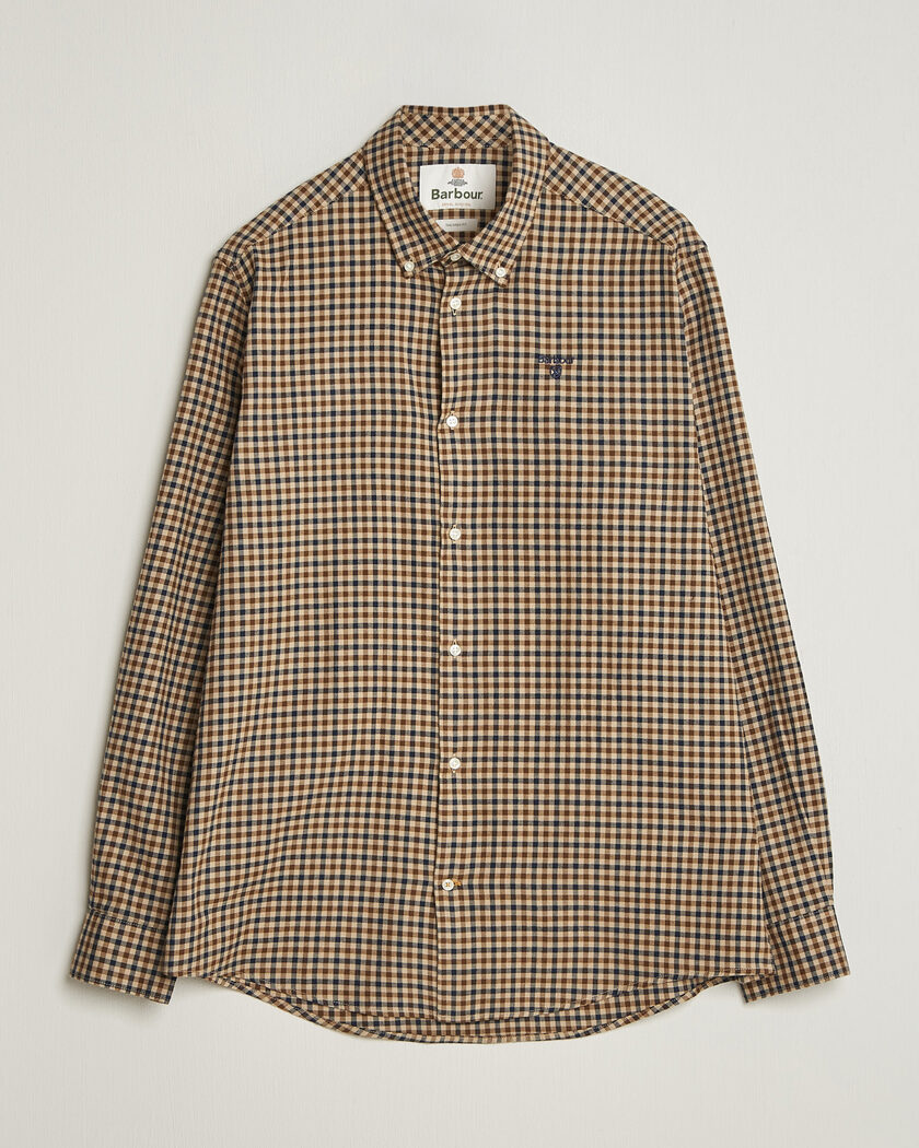 Barbour Lifestyle Finkle Gingham Flannel Shirt Dark Sand – Grön