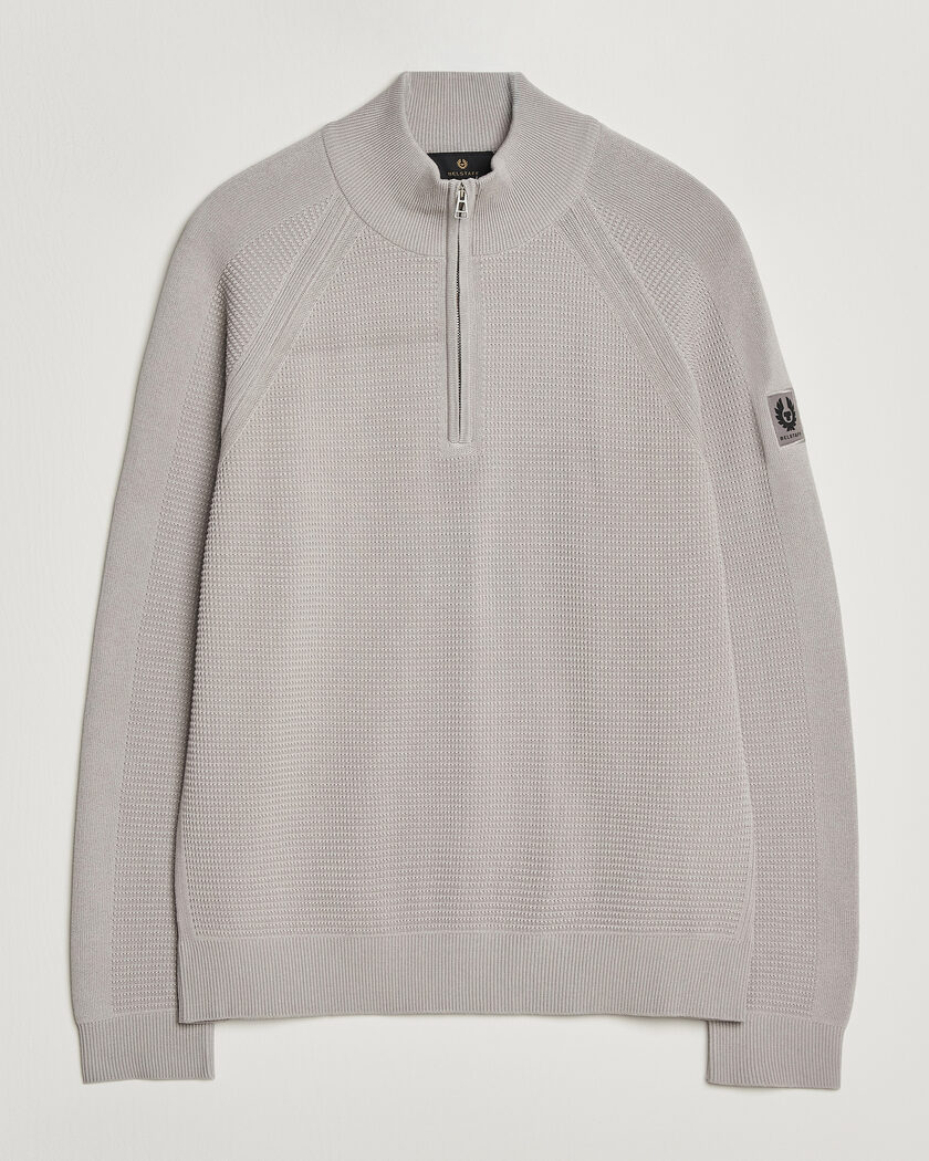 Belstaff Bradwell Cotton Knitted Quarter Zip Concrete – Beige