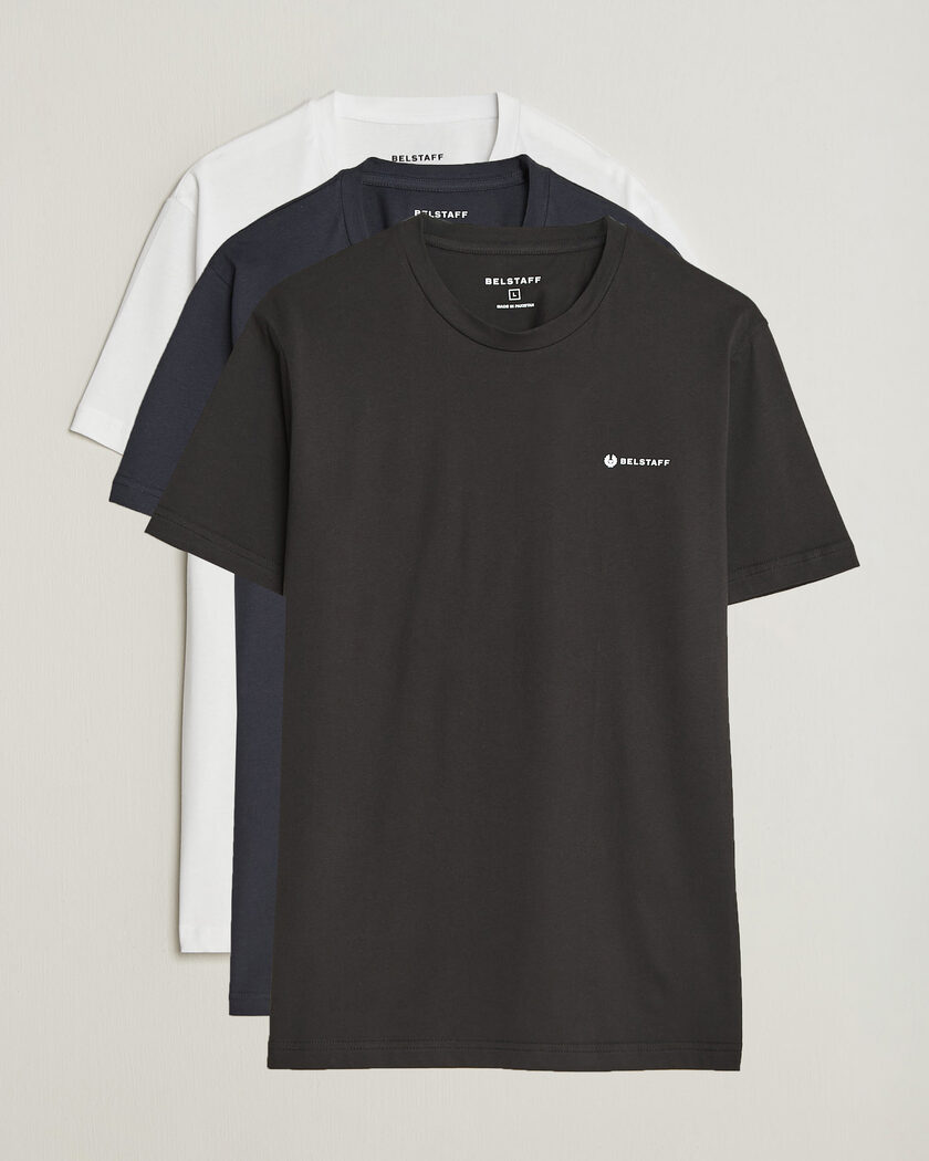 Belstaff 3-Pack Crew Neck T-Shirt Black/Dark Ink/White – Flerfärgad