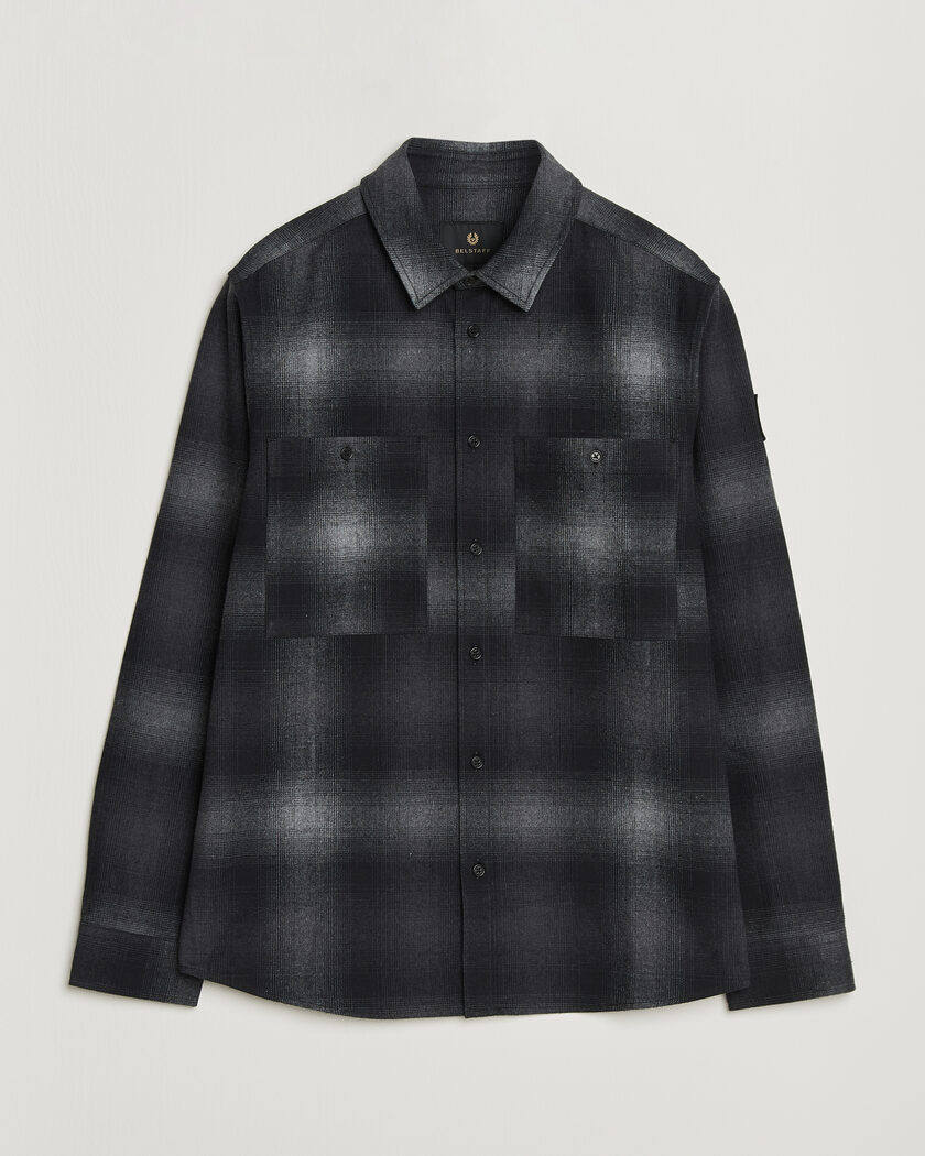 Belstaff Outpost Cotton Flannel Checked Overshirt Black – Svart