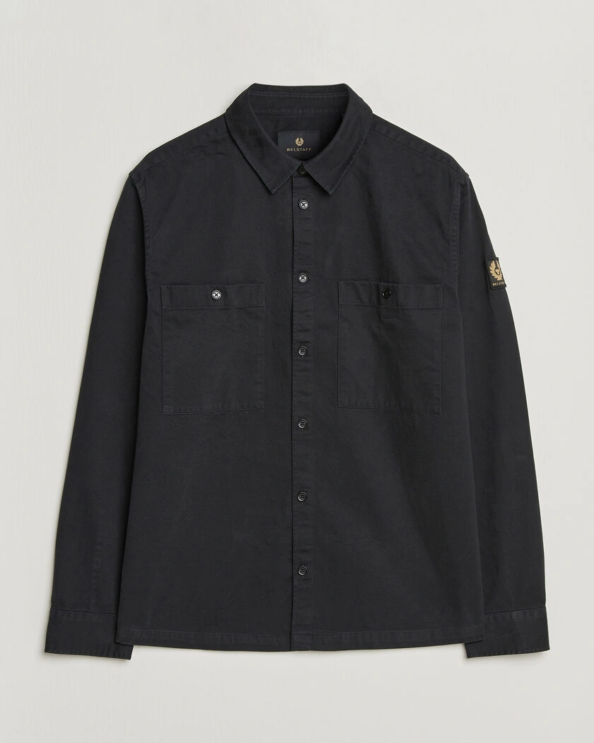 Belstaff Outpost Cotton Herringbone Overshirt Black – Svart