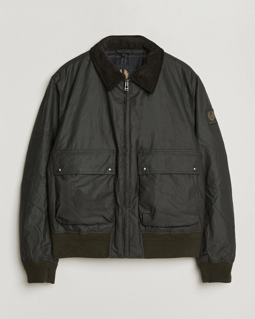 Belstaff Mount Wax Bomber Jacket Faded Olive – Grön