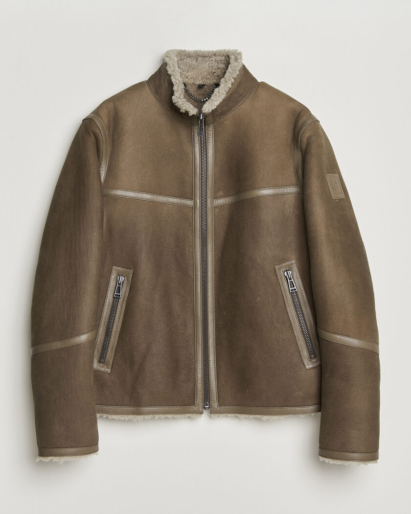 Belstaff Highland Shearling Jacket Dark Dusty Taupe – Brun