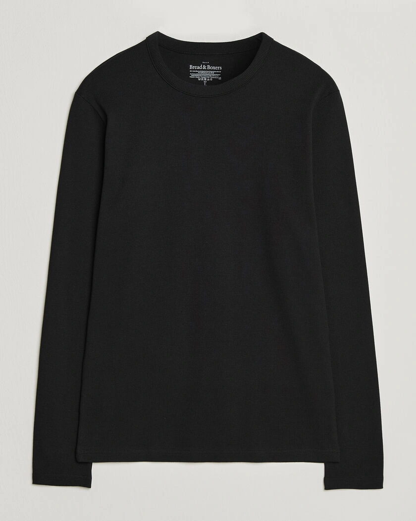 Bread & Boxers Ribbed Long Sleeve T-Shirt Black – Svart