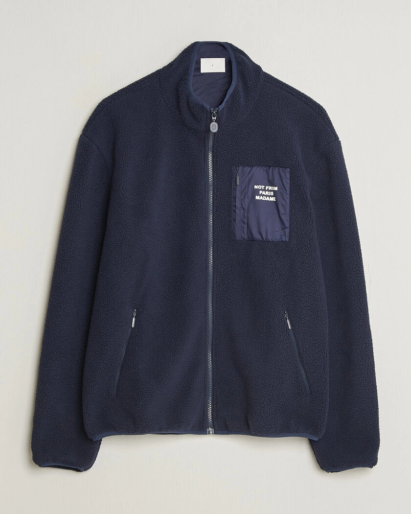 Drôle de Monsieur Slogan Sherpa Jacket Navy – Blå
