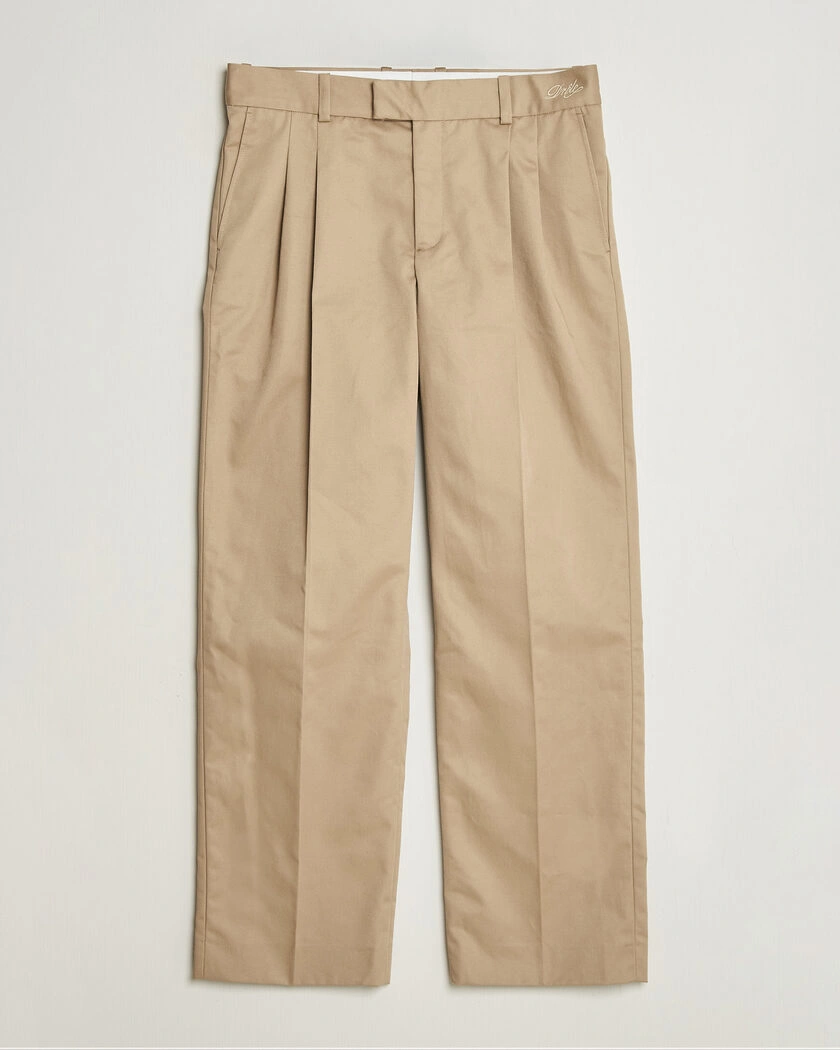 Drôle de Monsieur Gabardine Pleated Trousers Beige – Beige