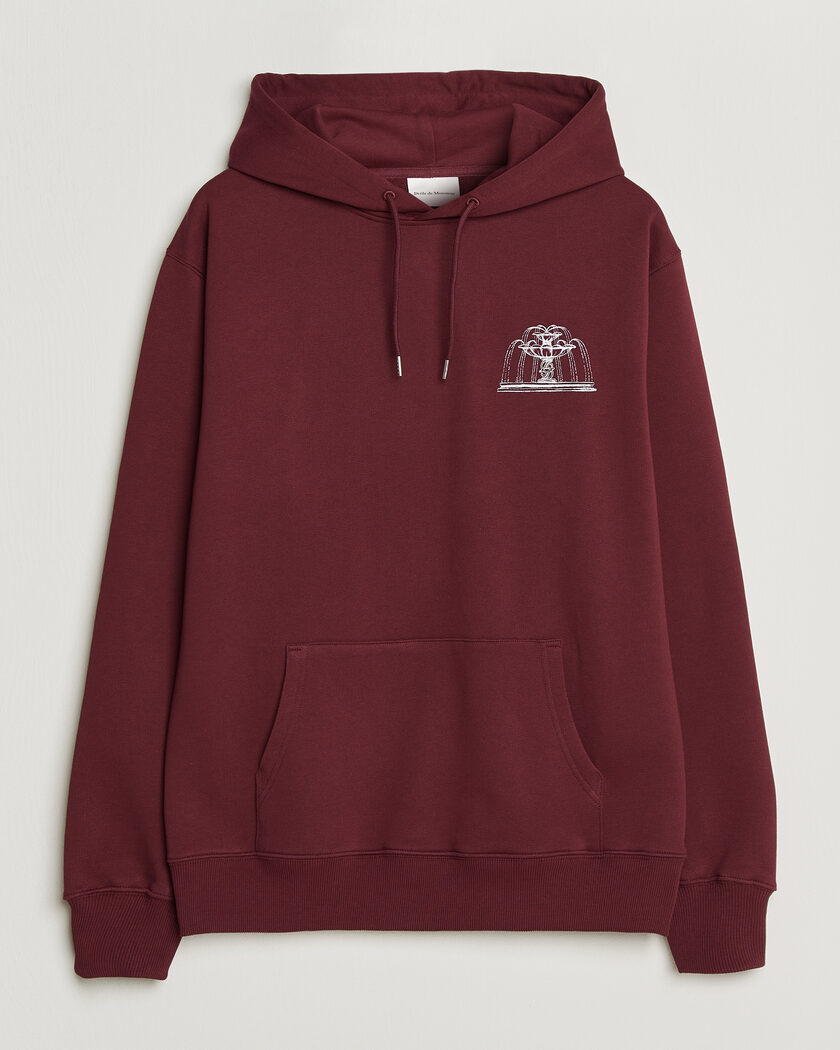 Drôle de Monsieur Fountain Printed Hoodie Burgundy – Röd